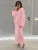 Solid Loose Sweater Suit Female Fashion V-Neck Knit Pollover Top Long Skirt High Waist Autumn Winter Skirt 2 Piece Set