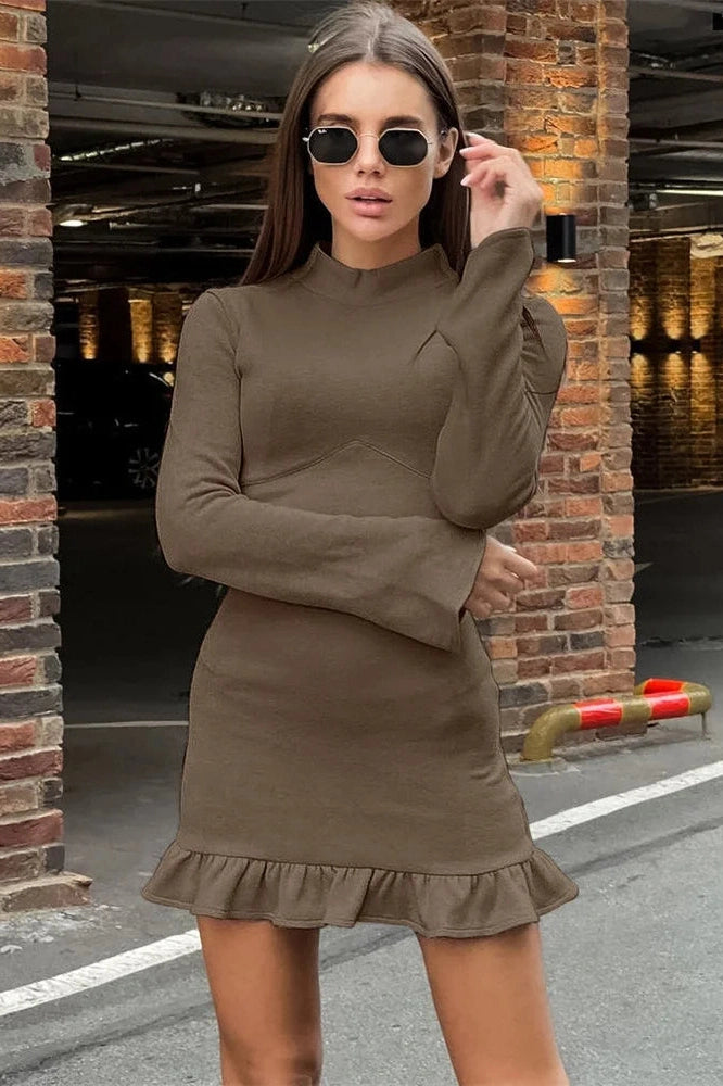 Patchwork Lace-Up Mini Dress