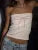 Bow Print Cute Y2K Strapless Tube Top Women 2000s Kawaii Crop Top Summer Streetwear