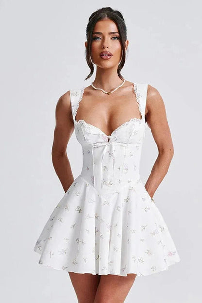 Printed Pleated Bodycon Mini Dress