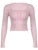 Japanese Kawaii Pink Sweet Bow Long Sleeve Tee Front Ruched Bust Lace Trim Square Collar Slim Balletcore Women T Shirt