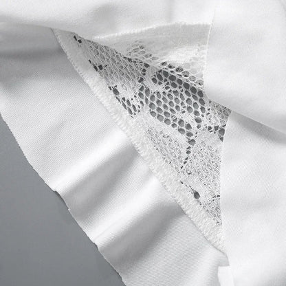 Long Sleeve Streetwear White Lace Dress For Women Slash Neck Outfits See Through Fashions Vestidos Elegantes Para Mujer Ruffles
