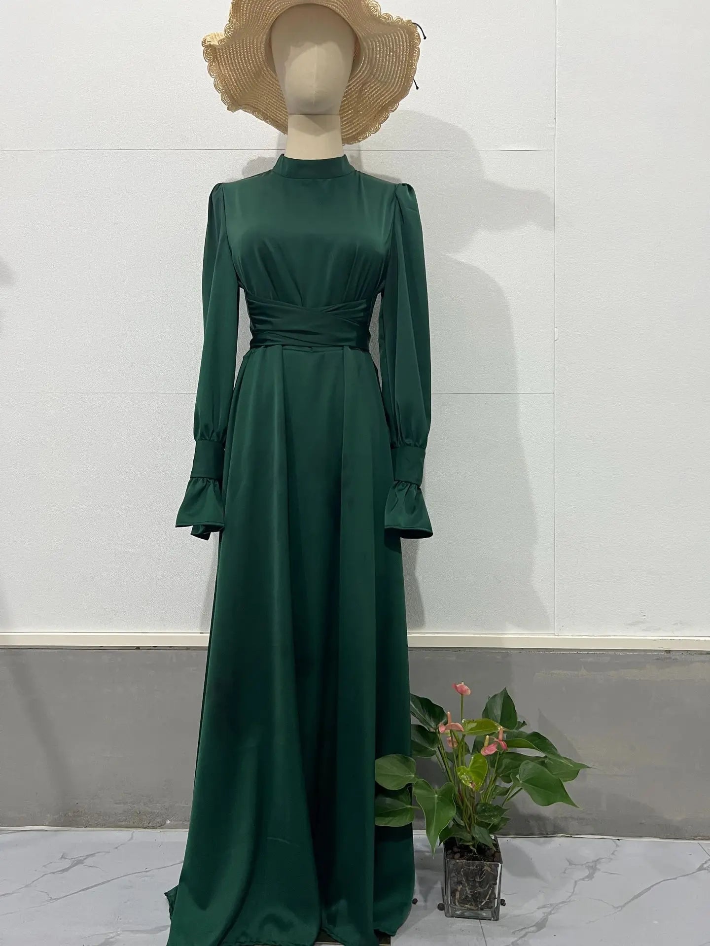 Vestido informal de seda para mujer con mangas largas y botones | Ideal para primavera/verano