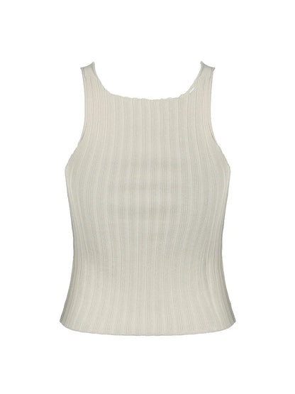 Sleeveless Solid Minimalist Knitted Vest Female Summer Boho Camisole Simple Basic Elegant Tank Top Shirts