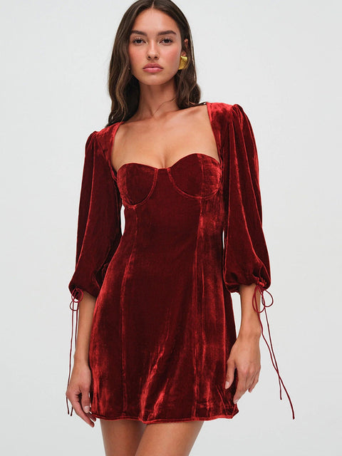 JULISSA MO Sexy Backless Lace Up Women Dress Black Long Sleeve Square Collar Dress Female Winter Slim Elegant Party Club Outfit