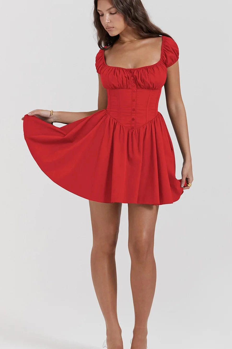 Elegant Slim Fit Square Neck Mini Dress