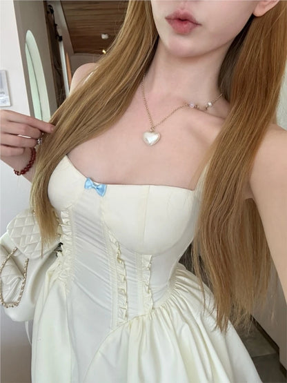 Y2K Slim Princess Short Dresses for Women Summer Spaghetti Strap Corset A-line Solid Birthday Party Dress Prom Vestidos Mujer