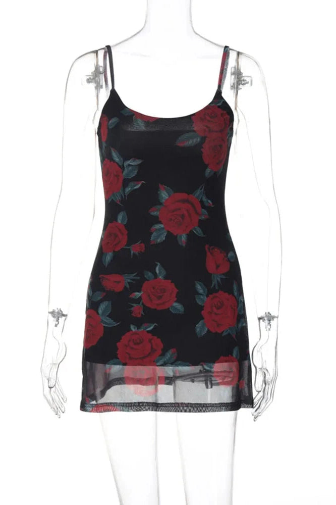 Lace-Up U Neck Straps Sleeveless Mini Dress