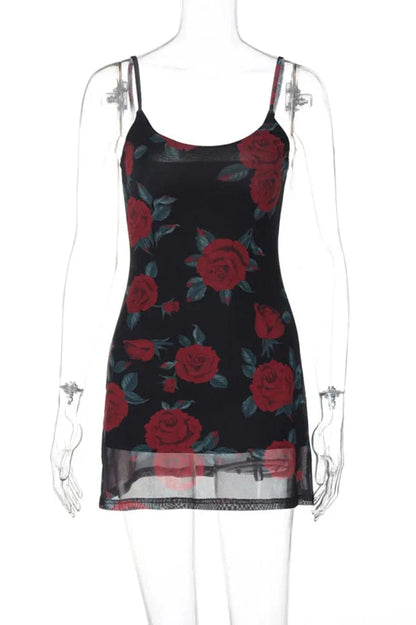 Lace-Up U Neck Straps Sleeveless Mini Dress