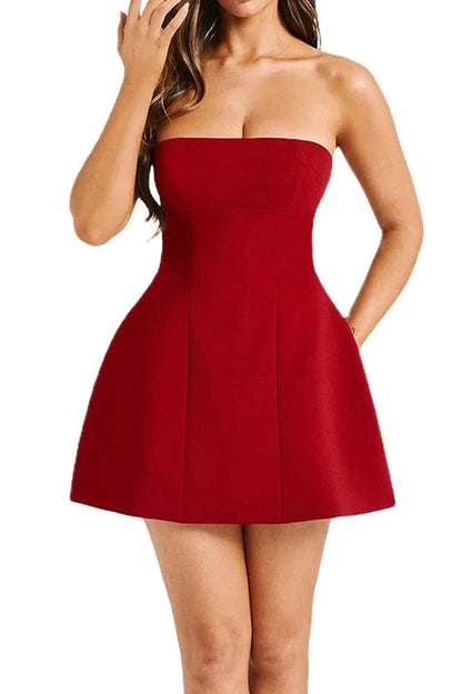 Strapless High Waist Mini Dress