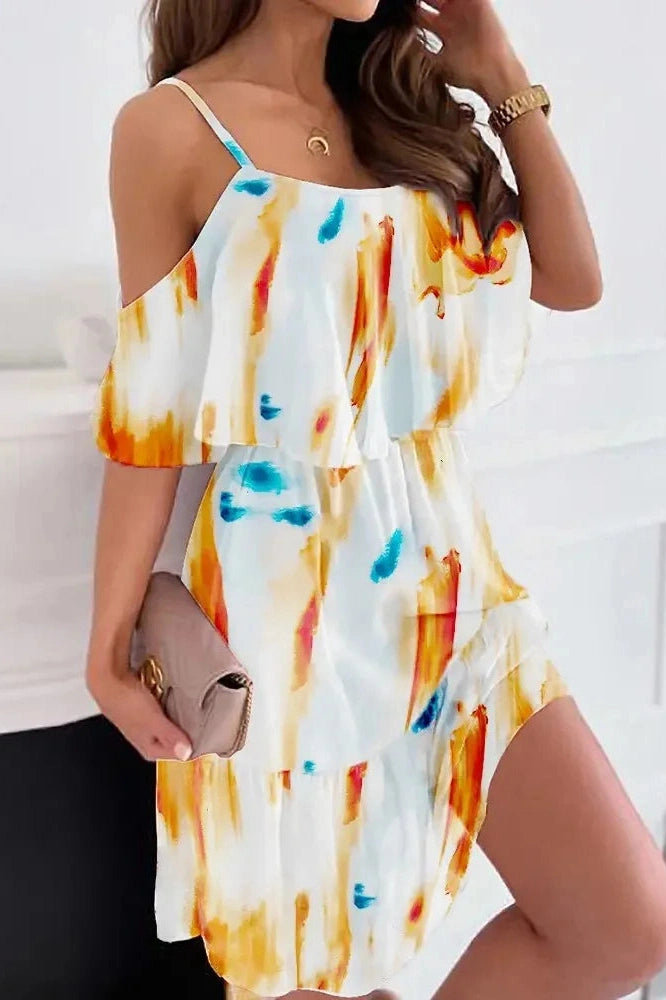 Backless Off Shoulder Spaghetti Strap Mini Dress