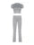 Gray Solid Slim Basic Sports Sexy 2 Pieces Yoga Sets Women O Neck Short Sleeve Tee & Chic Low Waist Skinny Pants Tracksuit S-XL