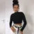 European and American Y2K Autumn/Winter New Round Neck Long sleeved Sexy Open Back Tie Slim Fit T-shirt for Women