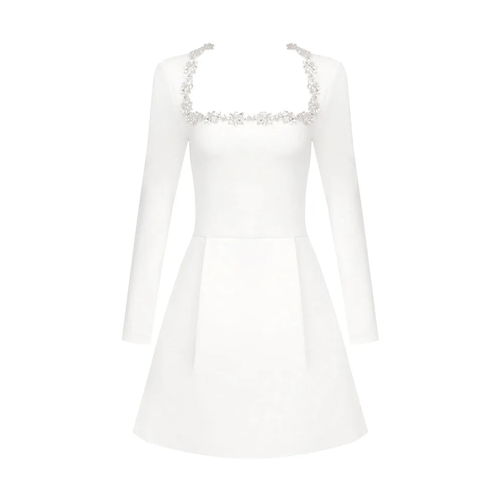 Illyria Long Sleeve Rhinestone A Line Dress