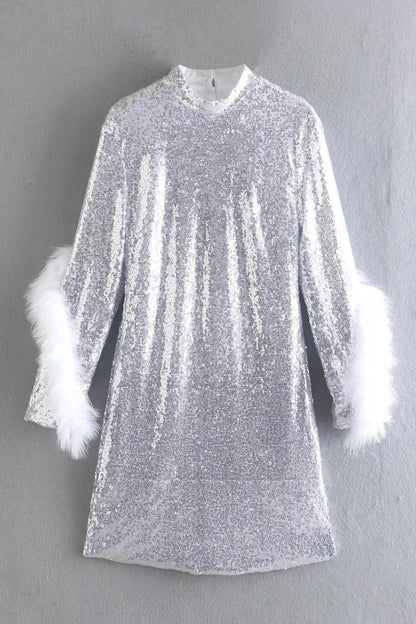 Elegant Slim Fit Mini Dress with Long Sleeves