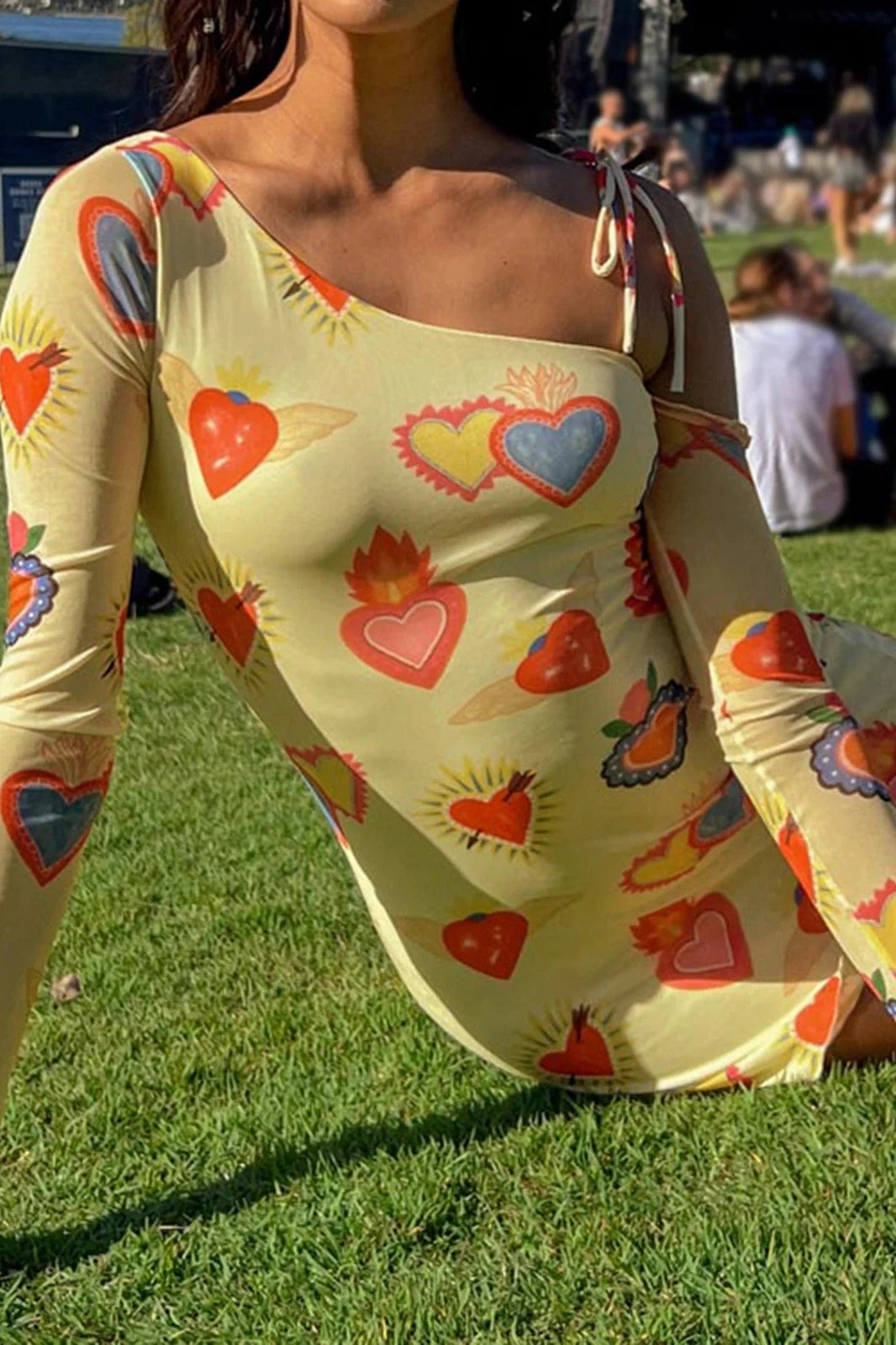 One Shoulder Printed Slim Fit Mini Dress