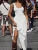 Solid Basic Sleeveless U Neck Asymmetrical Hem Long Dresses Women Casual Summer Vacation Clothing