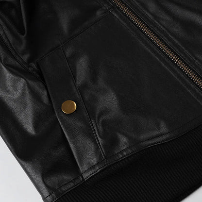 Turtleneck Crop PU Jacket