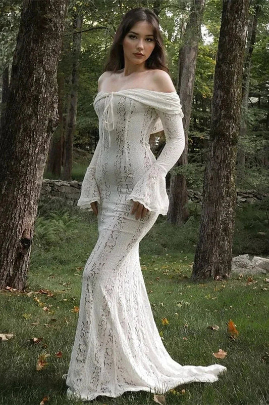 Sheer Off-Shoulder Long Sleeve Mini Dress