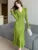 Autumn Solid Knitted Dresses for Women Single Breasted Chic Flared Sleeve Ruffles Hem Casual  Female Office Elegant Robes