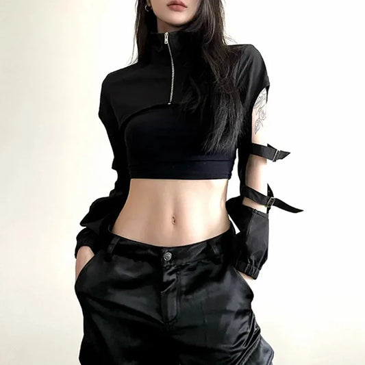 Cyberpunk Hollow Out Mesh Top