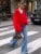 Vintage V-Neck Autumn Outwear For Women Patchwork Solid Long Sleeve Loose Streetwear Casual Jackets Top Ladies Coat