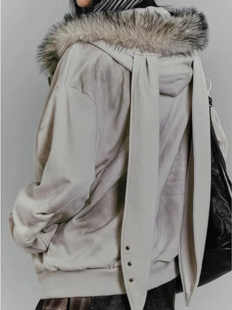 Gothic Print Zip Front Coat