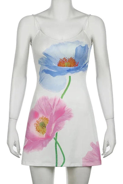 Printed U-Neck Bodycon Mini Dress