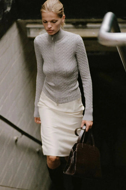 Elegant Long Sleeve Mini Dress with Zipper