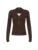 Contrast Lace Patchwork Ribbed Slim Basic Long Sleeve T Shirt Women Brown American Retro Spring Autumn Button Tees