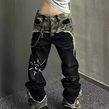 Vintage Camo Stitch Detail Pants