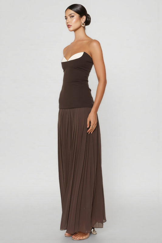 Eurien Off-Shoulder Ruffled Pleated Maxi Dress
