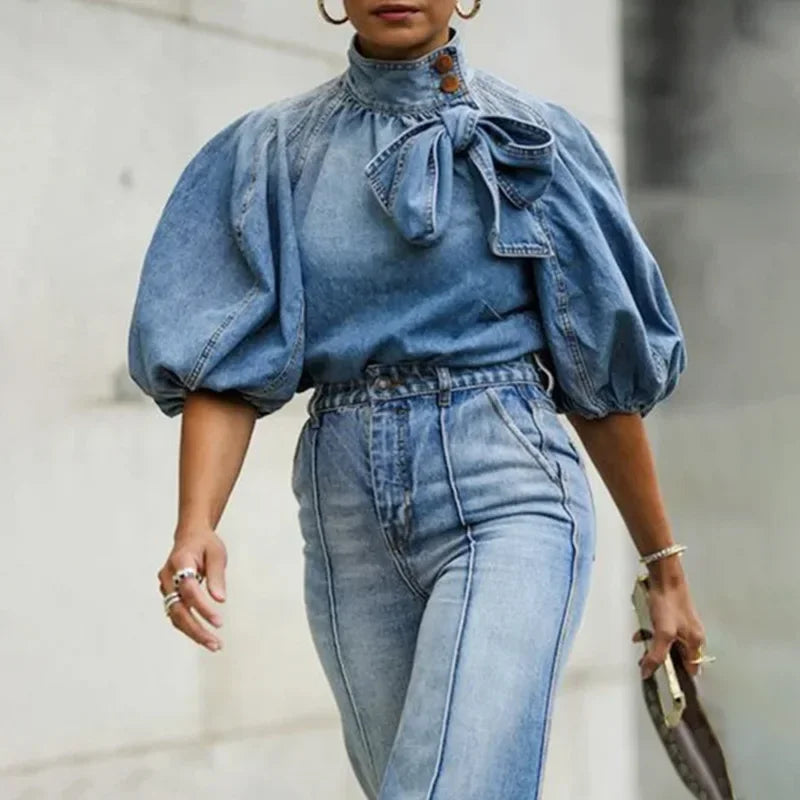 Shirts Women Denim Jacket 2025 Cardigan Casual Blue Vintage Fashion Coat
