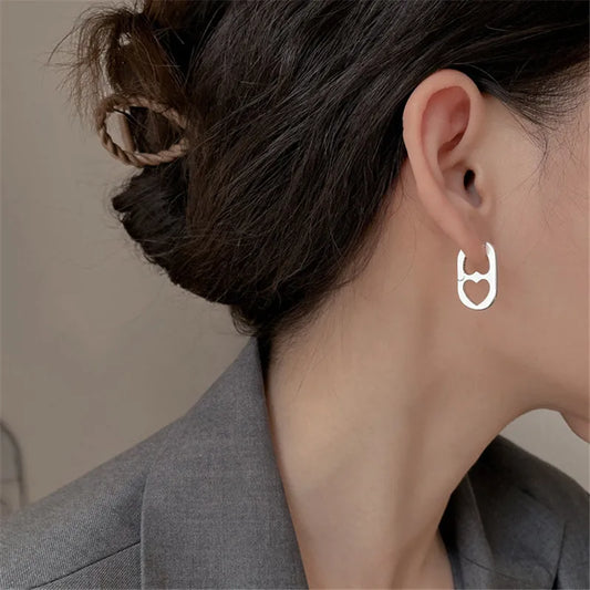 Stainless Steel Hollow Heart Women Personality Wedding Party Birthday Jewelry Earring