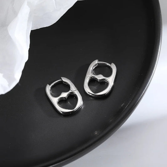 Stainless Steel Hollow Heart Women Personality Wedding Party Birthday Jewelry Earring