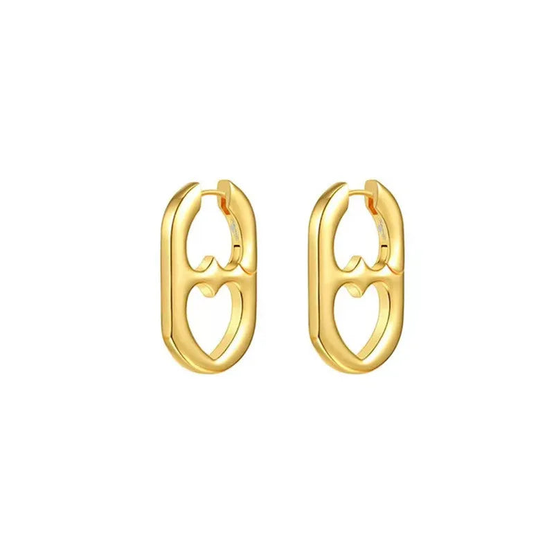 Stainless Steel Hollow Heart Women Personality Wedding Party Birthday Jewelry Earring