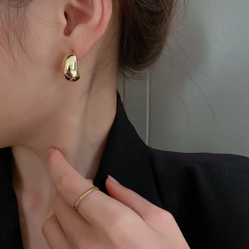 Pea Shaped Copper Alloy Gold Drop Woman Fashion Goth Party Girls Unusual AccessOry Earring