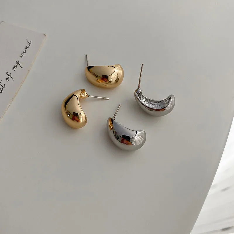 Pea Shaped Copper Alloy Gold Drop Woman Fashion Goth Party Girls Unusual AccessOry Earring
