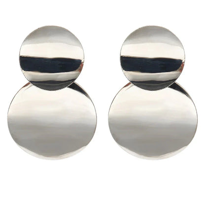 Round Metal Drop Women Gold Pendientes Statement Fashion AccessOries Earring