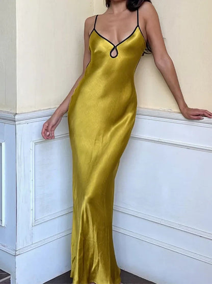 Sleeveless Slips Backless Patchwork Lace Up Cut Out Elegant Sexy Gorgeous Stylish Fashionable Maxi Dress