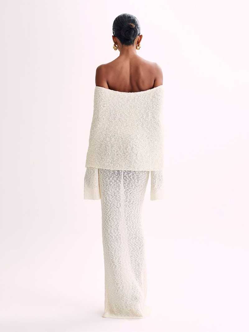 Vestido largo rectangular con hombros descubiertos para mujer | Ideal para primavera/verano