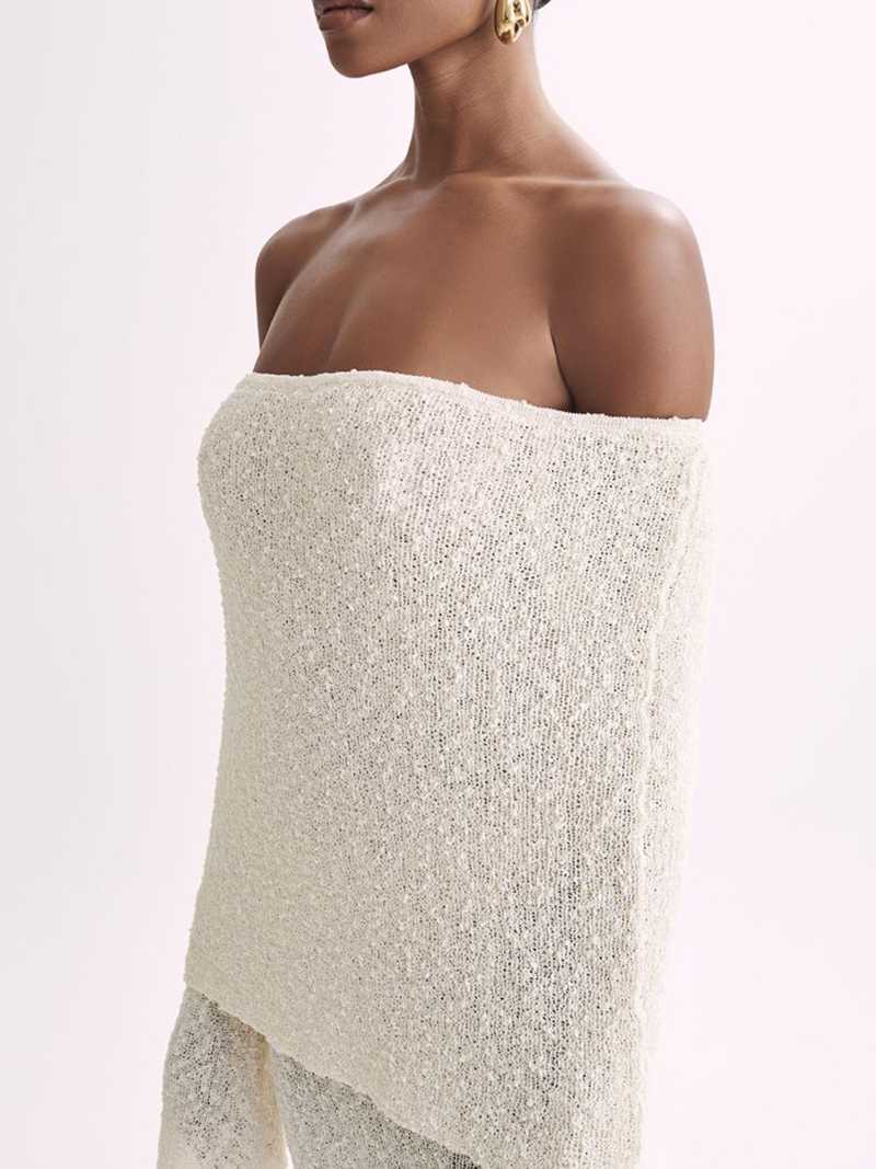 Vestido largo rectangular con hombros descubiertos para mujer | Ideal para primavera/verano