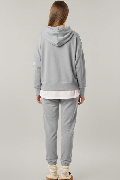 Solid Color Patchwork Hoodie Pants Outfit Sets