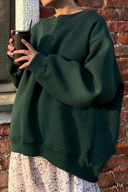 Solid Crew Neck Oversize Sweatshirt