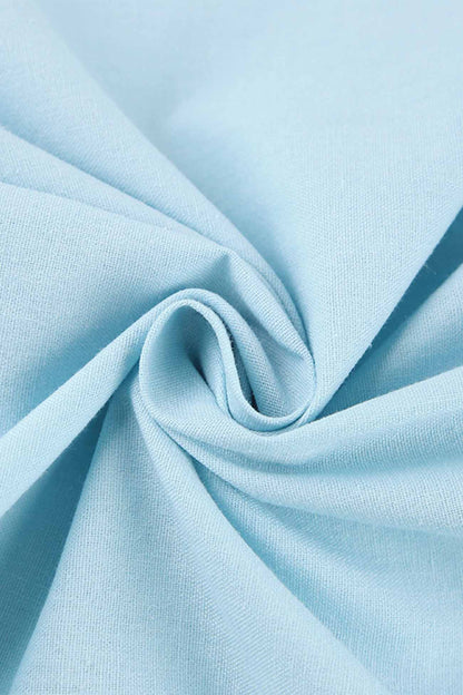 Solid Color Puff Sleeve Knot Midi Dress