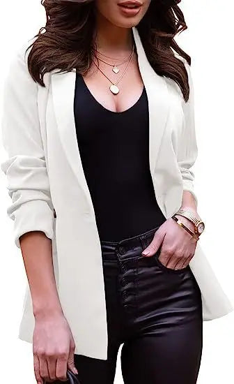 Long Sleeve Lapel Office Spring Autumn Button Women's Blazer Jacket