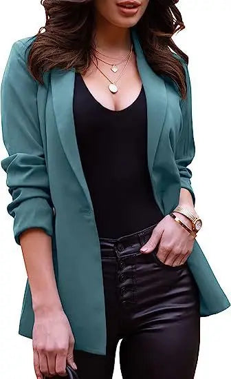 Long Sleeve Lapel Office Spring Autumn Button Women's Blazer Jacket