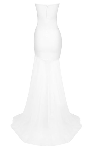 Vestido corto sin tirantes Verónica con adornos de cristal