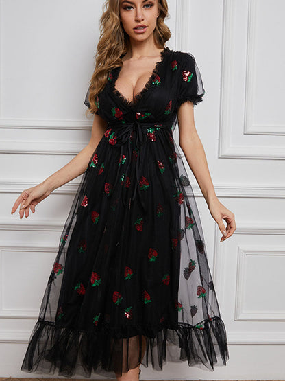 Strawberry Sequin Sweet Dress