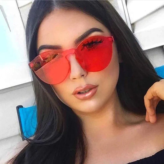 Transparent Luxury Red Candy Integrated Goggles Sunglasses